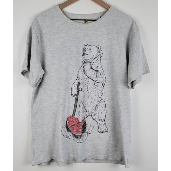 Go Slow Caravan Bear Watermelon Japan Streetwear Bear Gray T Shirt Men's Sz 5 M - Picture 1 of 12